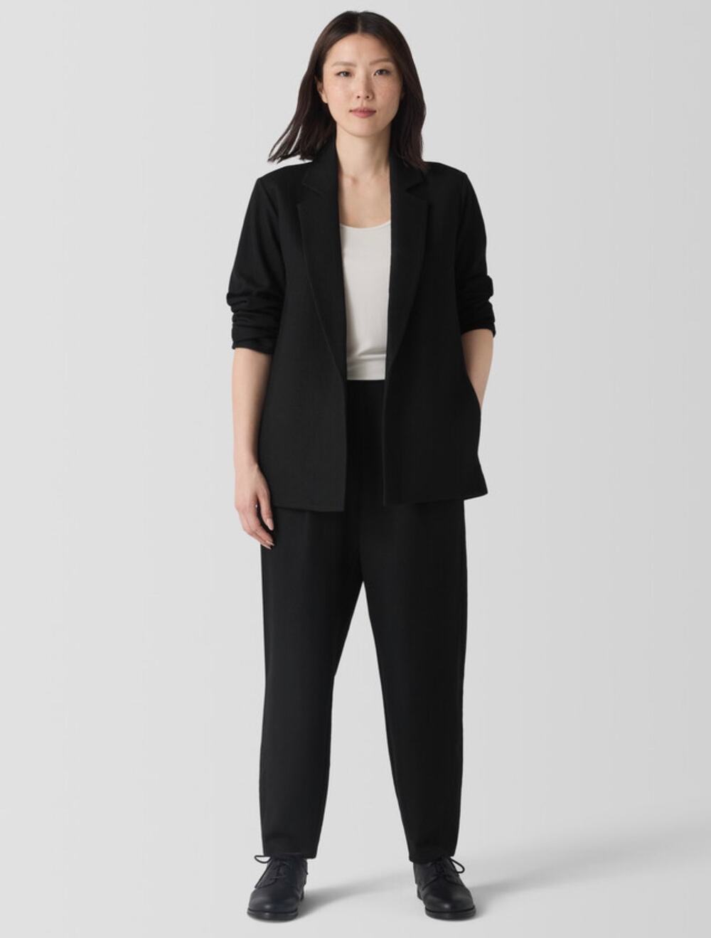 Eileen Fisher 100% Wool Blazer XL. Black felted wool jacket.